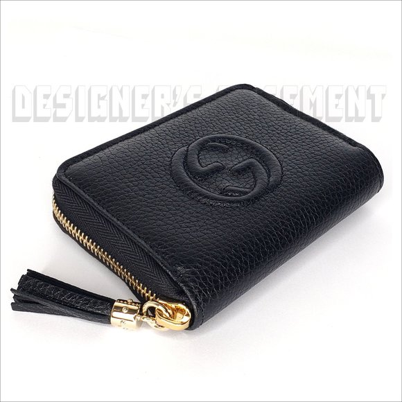 GUCCI black leather Mini SOHO Interlocking G Bamboo Tassel zip around wallet NIB - Picture 5 of 8